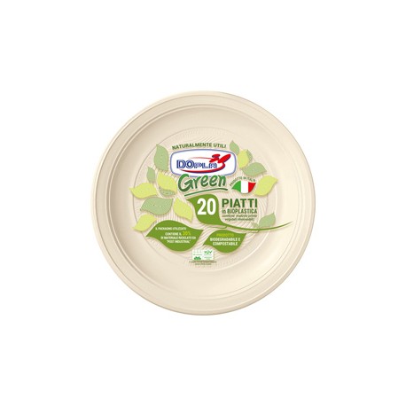 Piatti frutta biodegradabili - Mater-Bi - diametro 170 mm - avorio - Dopla - conf. 20 pezzi