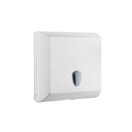 Dispenser asciugamani Woodplastic - piegati a V e z - 300 x 136 x 290 mm - 500 fogli - bianco - Mar Plast