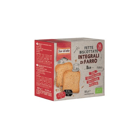 Fette biscottate integrali al farro - 300 gr - Fior di Loto - conf. 36 pezzi