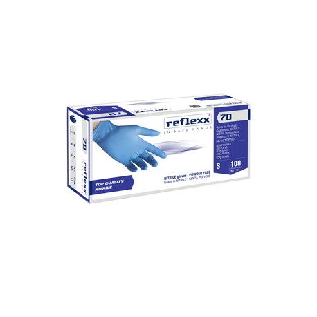 Guanti in nitrile R70 - senza polvere - tg S - azzurro - Reflexx - conf. 100 pezzi