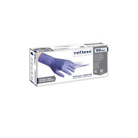 Guanti in nitrile ultra resist R99 - manichetta lunga - tg S - indaco - Reflexx - conf. 50 pezzi