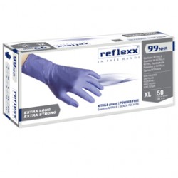 Guanti in nitrile ultra resist R99 - manichetta lunga - tg XXL - indaco - Reflexx - conf. 50 pezzi