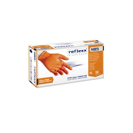 Guanti in nitrile N85 - ultra resistenti - tg M - arancione - Reflexx - conf. 50 pezzi