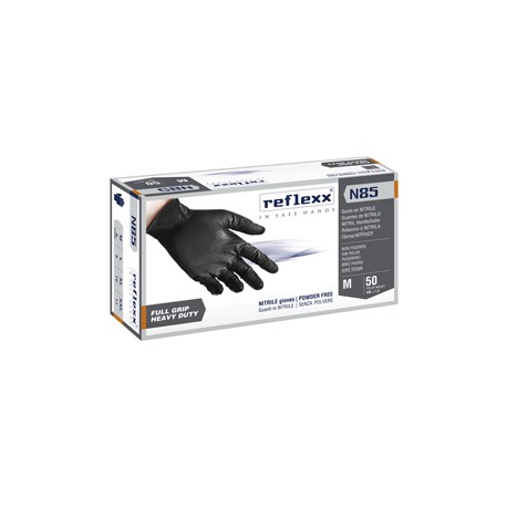 Guanti in nitrile N85B - ultra resistenti - tg M - nero - Reflexx - conf. 50 pezzi