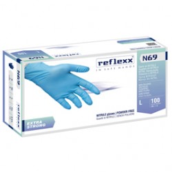 Guanti in nitrile extra strong N69 - senza polvere - taglia S - azzurro - Reflexx - conf. 100 pezzi