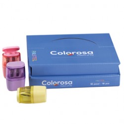 Temperino Colorosa Pastel - con serbatoio - 2 fori - colori assortiti - RiPlast - conf. 18 pezzi