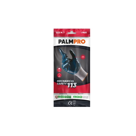 Guanti mechanical Safety Palmpro 113 - per ambienti oleosi - taglia L - grigio/blu - Icoguanti