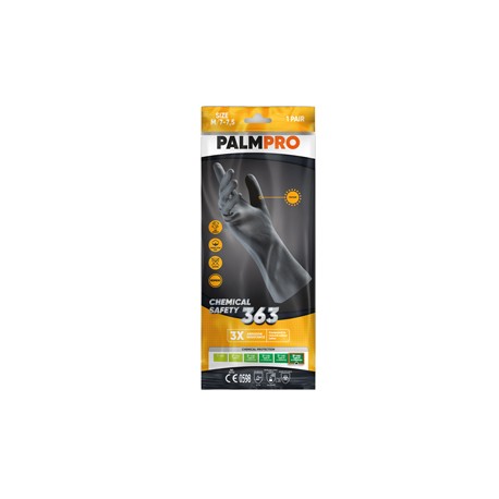 Guanti chemical Safety Palmpro 363 - taglia XL - nitrile - nero - Icoguanti