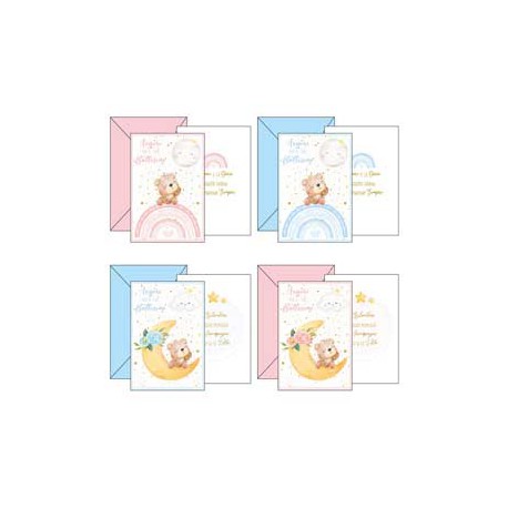 Biglietto auguri Battesimo - 11,7 x 17 cm verticale - 4 soggetti assortiti - Kartos