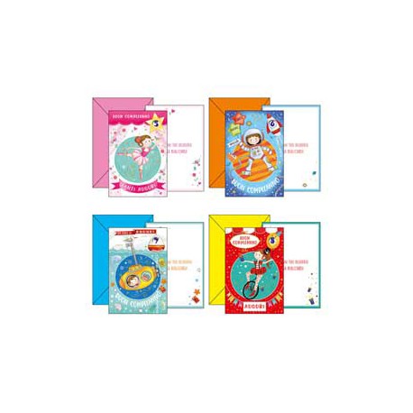 Biglietto Buon Compleanno - con ruota numerata tema bambini - 11,7 x 17 cm - 4 soggetti assortiti - Kartos
