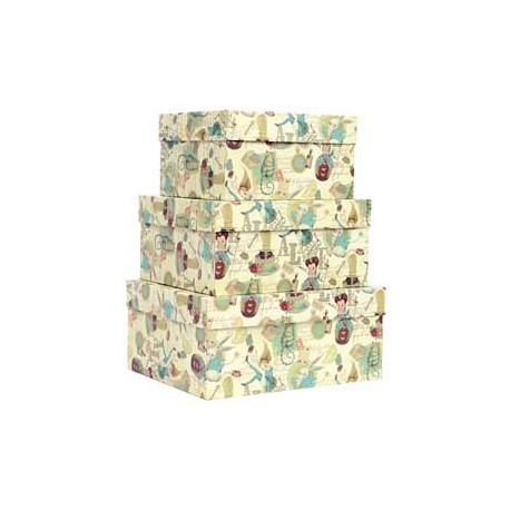 Set scatole regalo grandi - dimensioni assortite - fantasia Alice - Kartos - conf. 3 pezzi