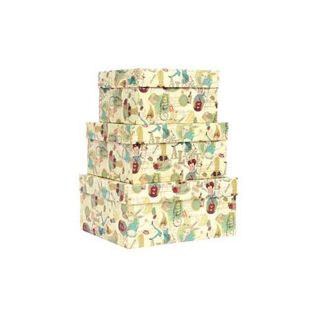 Set scatole regalo medi - dimensioni assortite - fantasia Alice - Kartos - conf. 3 pezzi