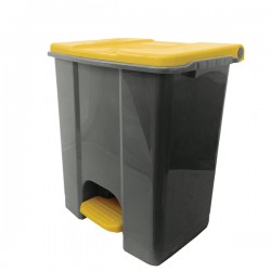 Contenitore mobile Ecoconti - a pedale - 60 L - plastica riciclata - grigio/giallo - Medial
