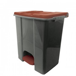 Contenitore mobile Ecoconti - a pedale - 60 L - plastica riciclata - grigio/marrone - Medial