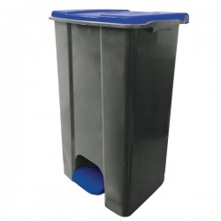 Contenitore mobile Ecoconti - a pedale - 80 L - plastica riciclata - grigio/blu - Medial