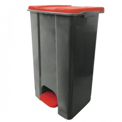 Contenitore mobile Ecoconti - a pedale - 80 L - plastica riciclata - grigio/rosso - Medial