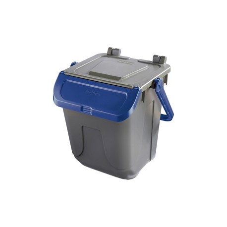 Contenitore portarifiuti Ecology - con sportello e maniglione - 25 L - grigio/blu - Mobil Plastic