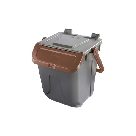 Contenitore portarifiuti Ecology - con sportello e maniglione - 25 L - grigio/bruno - Mobil Plastic