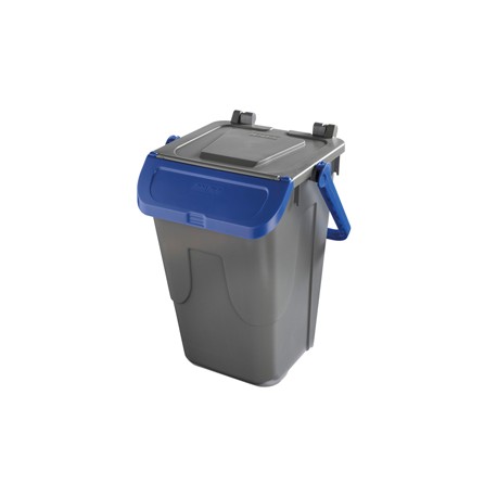 Contenitore portarifiuti Ecology - con sportello e maniglione - 35 L - grigio/blu - Mobil Plastic