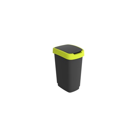 Pattumiera con coperchio basculante - 25 L - 33,3 x 25,2 x 47,6 cm - PPL - nero/verde lime - Rotho