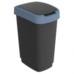 Pattumiera con coperchio basculante - 50 L - 40,1 x 29,1 x 60,2 cm - PPL - nero/blu - Rotho