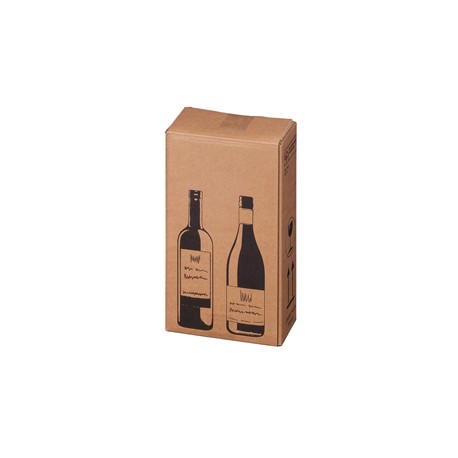 Scatola Wine Pack - 2 bottiglie - 20,4 x 10,8 x 36,8 cm - cartone doppia onda - avana - Bong Packaging - conf. 10 pezzi