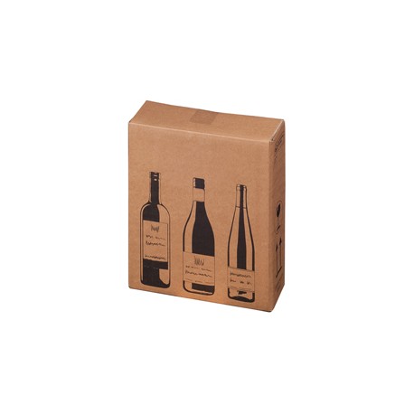 Scatola Wine Pack - 3 bottiglie - 30,5 x 10,8 x 36,8 cm - cartone doppia onda - avana - Bong Packaging - conf. 10 pezzi