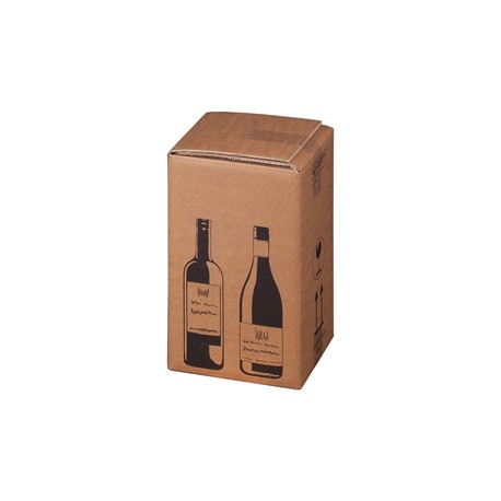 Scatola Wine Pack - 4 bottiglie - 21,2 x 20,4 x 36,8 cm - cartone doppia onda - avana - Bong Packaging - conf. 10 pezzi