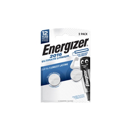 Pila CR2016 Ultimate Lithium - 3 V - Energizer - blister 2 pezzi