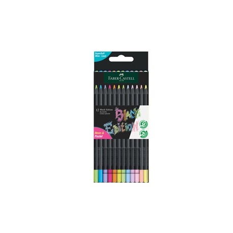 Matite triangolari Black Edition - pastel e neon - Faber-Castell - conf.12 pezzi