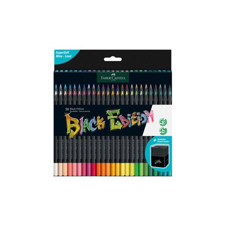 Matite colorate triangolare Black Edition - colori assortiti - Faber-Castell - conf. 50 pezzi