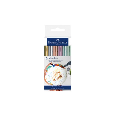 Marcatori - colori assoriti metallics - Faber-Castell - conf. 6 pezzi