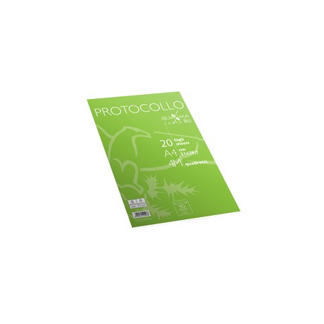 Fogli protocollo Quaxima - A4 - 4 mm - 80 gr - Pigna - conf. 20 pezzi