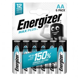 Pila alcalina AA Max Plus - 1,5 V - Energizer - blister 6 pezzi