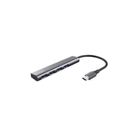 Hub Halyx - 4 porte - da USB-C a USB-A 3.2 Gen1 - alluminio - grigio - Trust