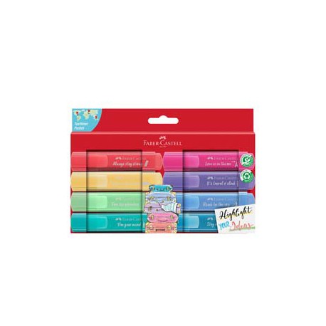 Evidenziatore Textliner 46 - punta scalpello - colori assortiti pastel - Faber Castell - astuccio 8 pezzi