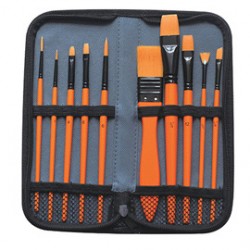 Pennello in sintetico - per acrilico - DOM - astuccio 10 pennelli assortiti