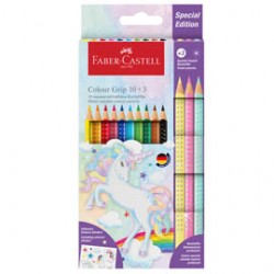 Astuccio 10 matite Colour Grip + 3 matite Sparkle - colori assortiti - Faber Castell