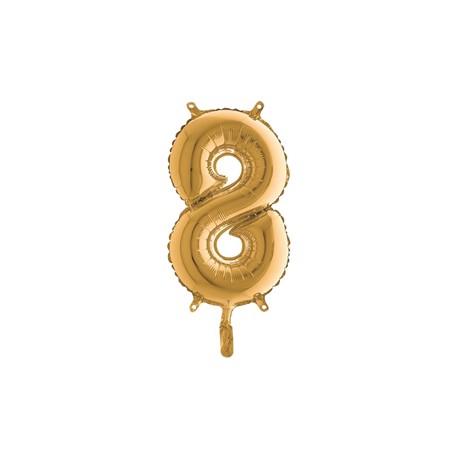 Palloncino - numero 8 - H 36 cm - mylar - oro - Big party