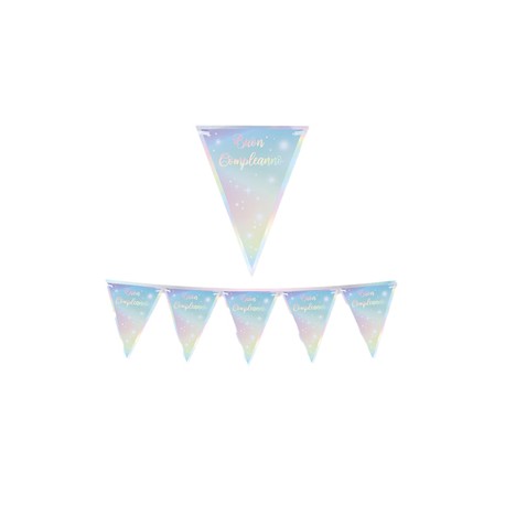 Festone bandiere Soft Rainbow - Buon Compleanno - 3 mt - Big Party