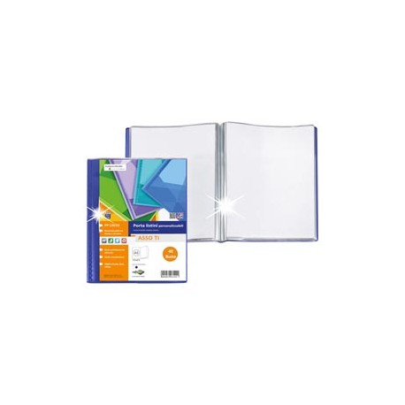 Portalistini Asso TI - personalizzabile - PP liscio - 15 x 21 cm - 40 buste -  blu - Sei Rota