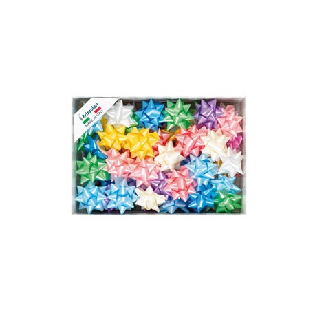 Stelle di nastro liscio 6800 - 19 mm x diam. 9 cm - colori assortiti primavera - Brizzolari - conf. 70 pezzi