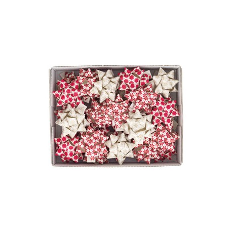 Stelle di nastro carta erba - 20 mm x diam. 9 cm - fantasie assortite natale - Brizzolari - conf. 36 pezzi