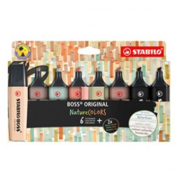 Evidenziatore Stabilo Boss NatureColors - punta a scalpello - colori assortiti - Stabilo - astuccio 8 pezzi