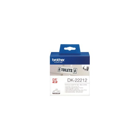Brother - Nastro adesivo - in pellicola - Nero/Bianco - 62mm x 15,24mt - DK-22212