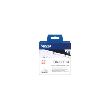 Brother - Rotolo etichetta continua - carta adesiva - Nero/Bianco - 12mm x 30,48mt - DK-22214
