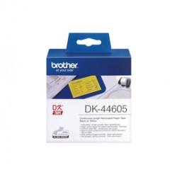 Brother - Nastro adesivo - rimovibile -Nero/Giallo - 62mm x  30,48mt - DK44605