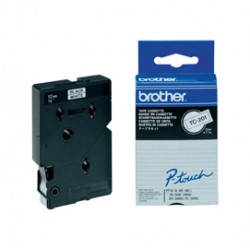 Brother - Nastro -  Bianco/Nero - TC201 - 12mm x7,7mt