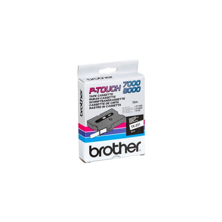 Brother - Nastro -  Nero/Bianco - TX221 - 9mm x15mt