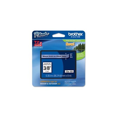 Brother - Nastro - Nero/Trasparente - TZe121 - 9mm x 8mt